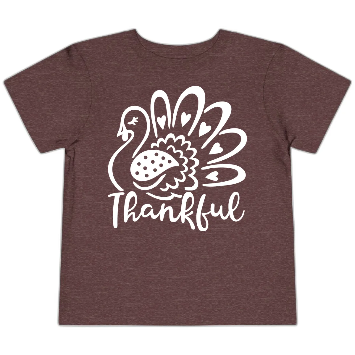 Cute Turkey Thankful Thanksgiving Design Toddler T-Shirt in Heather Maroon