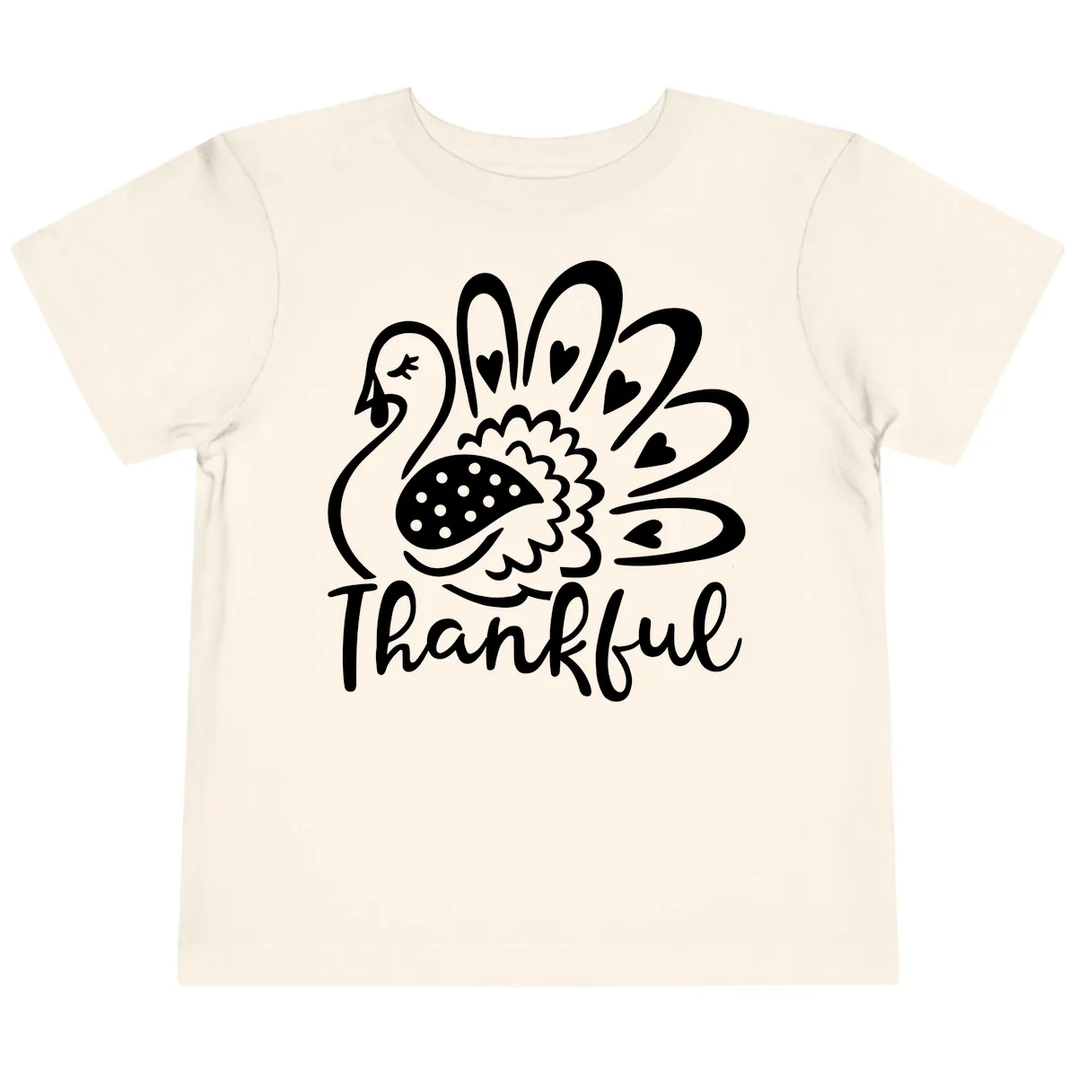 Cute Turkey Thankful Thanksgiving Design Toddler T-Shirt in Natural