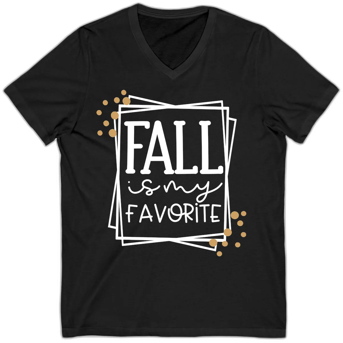 Fall Is My Favorite Typography Design V-Neck in Black