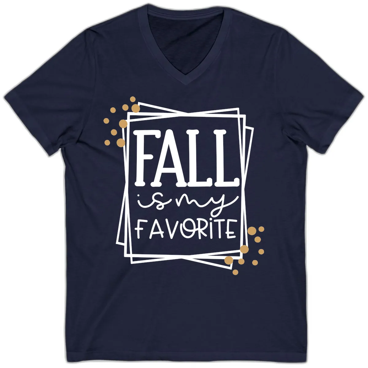 Fall Is My Favorite Typography Design V-Neck in Navy
