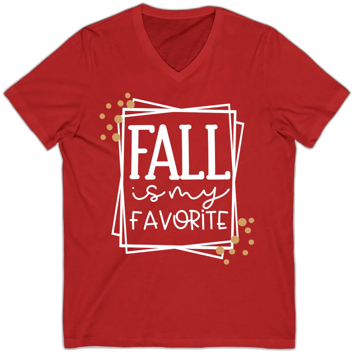 Fall Is My Favorite Typography Design V-Neck in Red