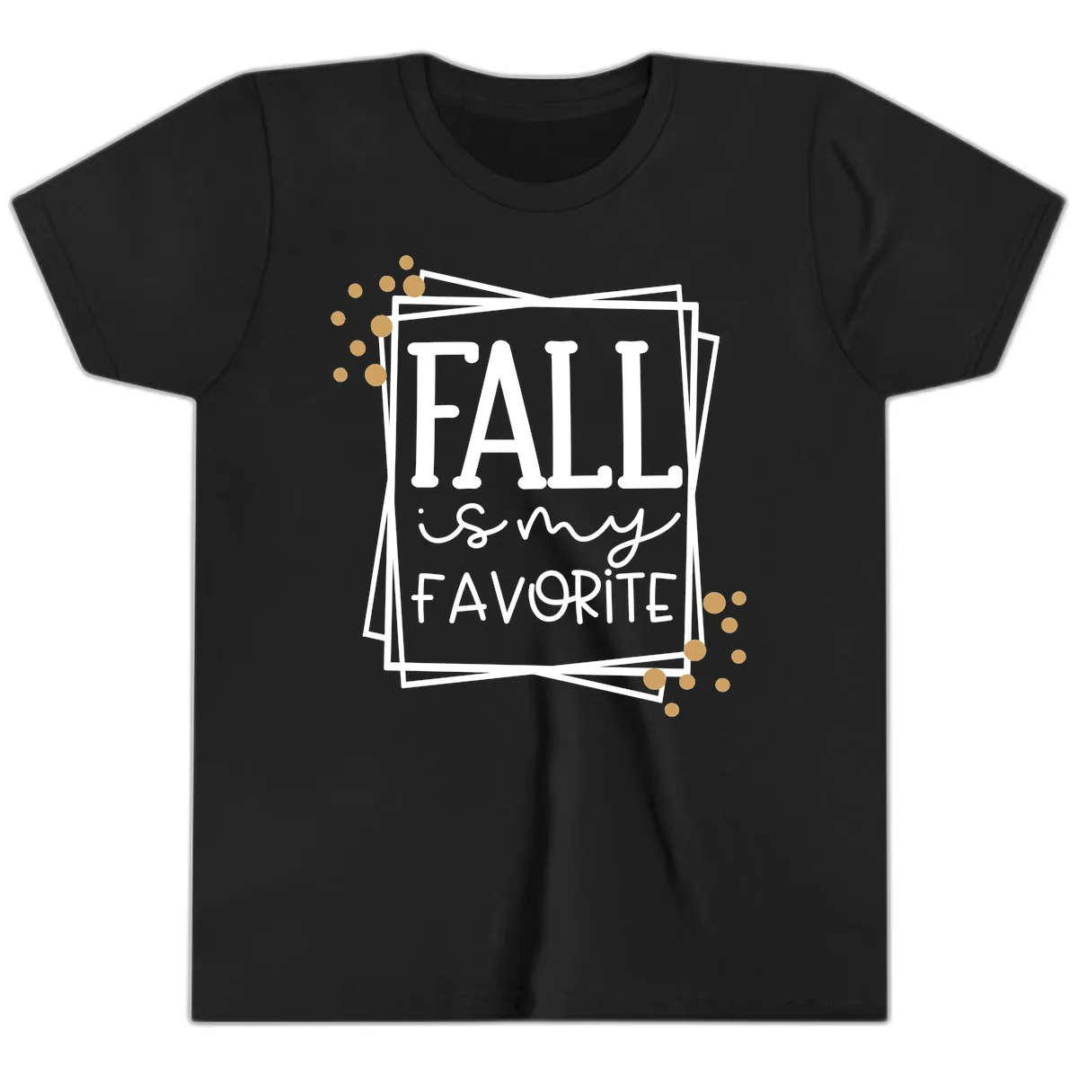 Fall Is My Favorite Typography Design Youth T-Shirt in Black