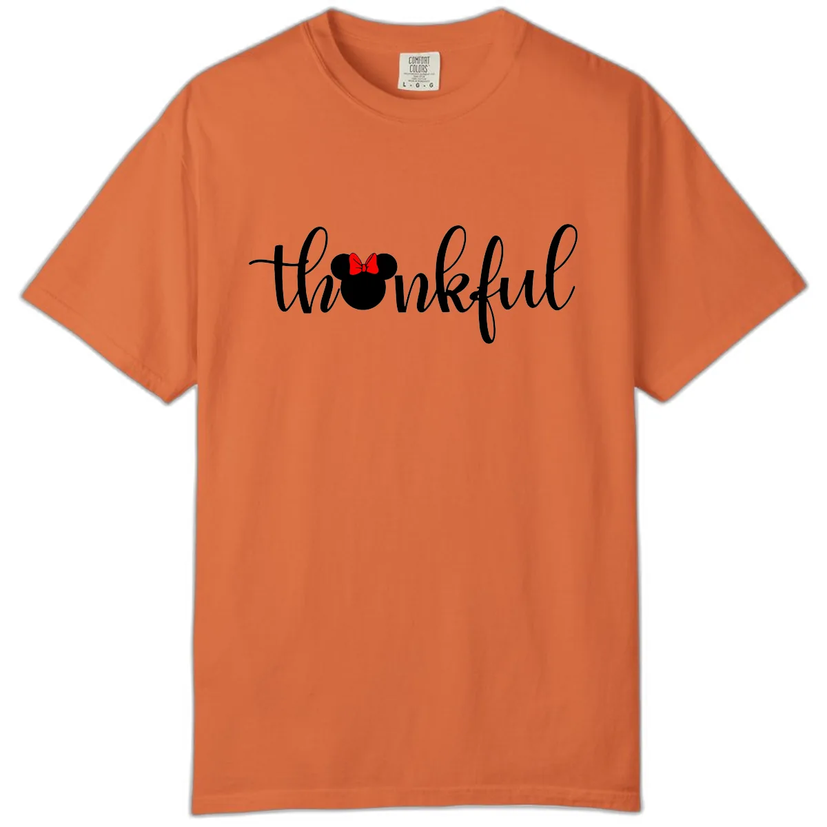 Minnie Mouse Thankful Typography Comfort Color in Burnt Orange