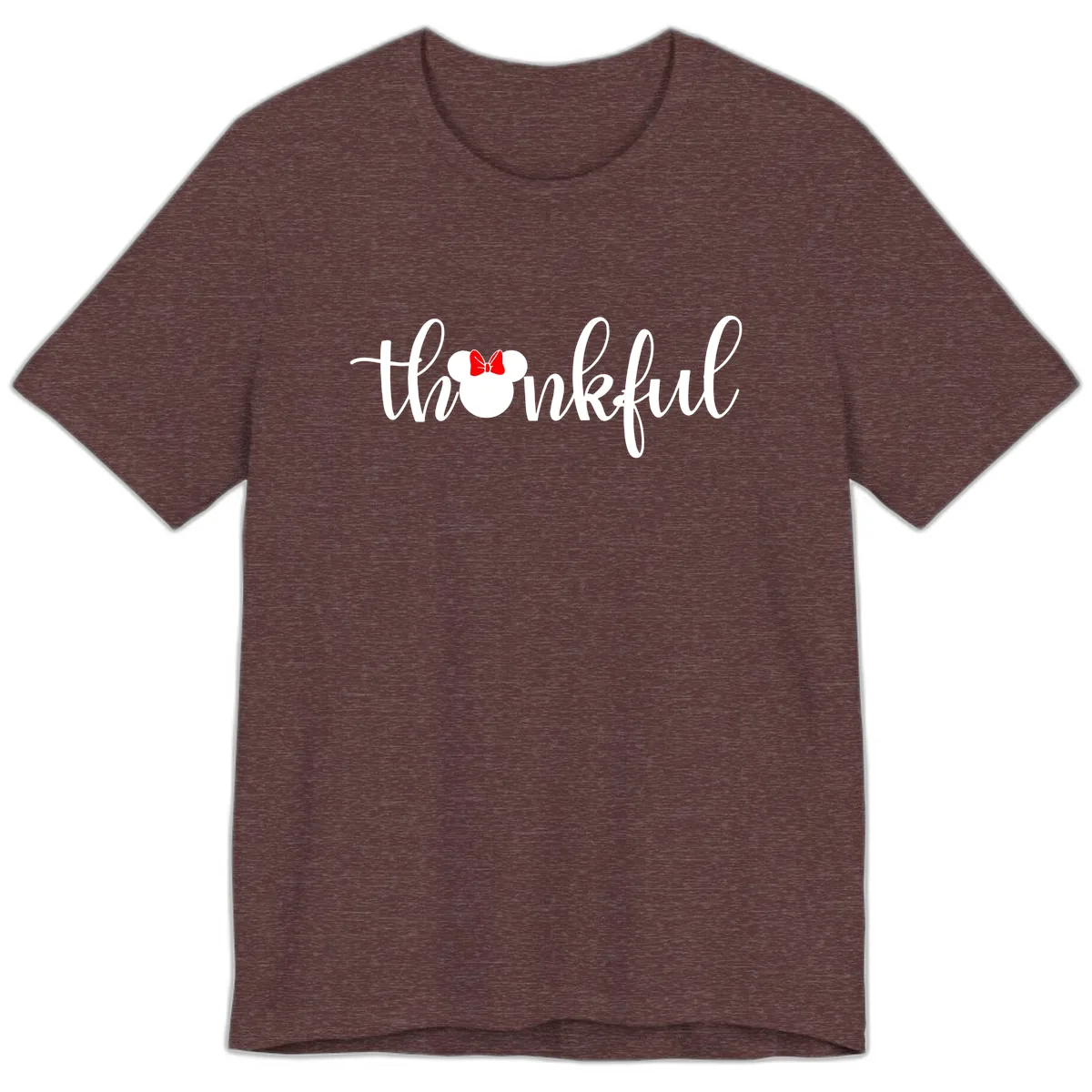 Minnie Mouse Thankful Typography Premium T-Shirt in Heather Maroon