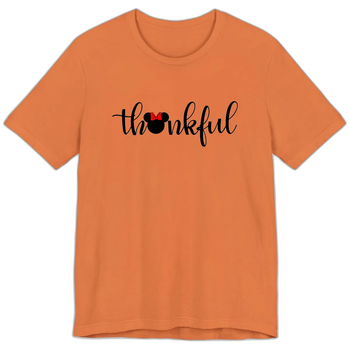 Minnie Mouse Thankful Typography Premium T-Shirt in Burnt Orange