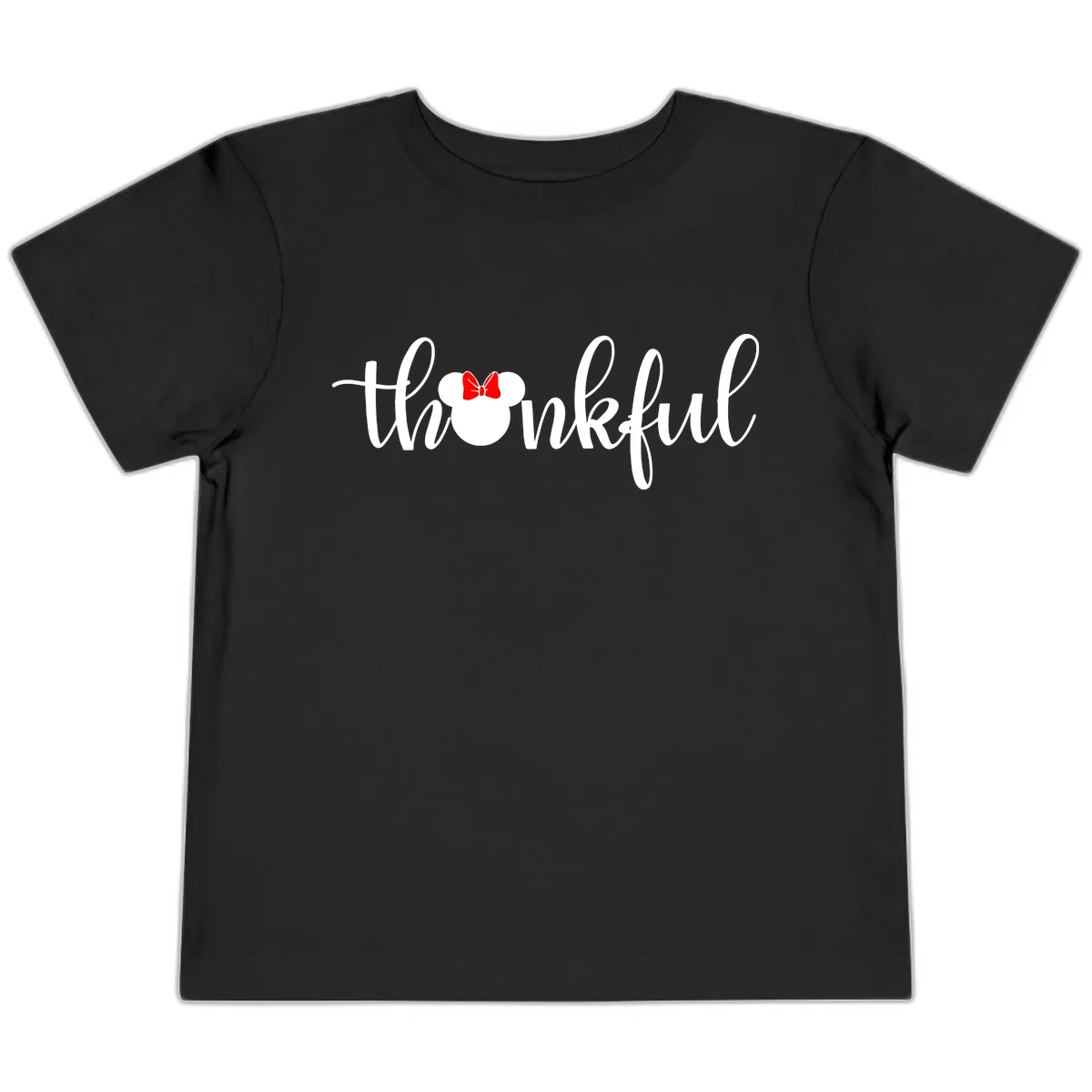 Minnie Mouse Thankful Typography Toddler T-Shirt in Black