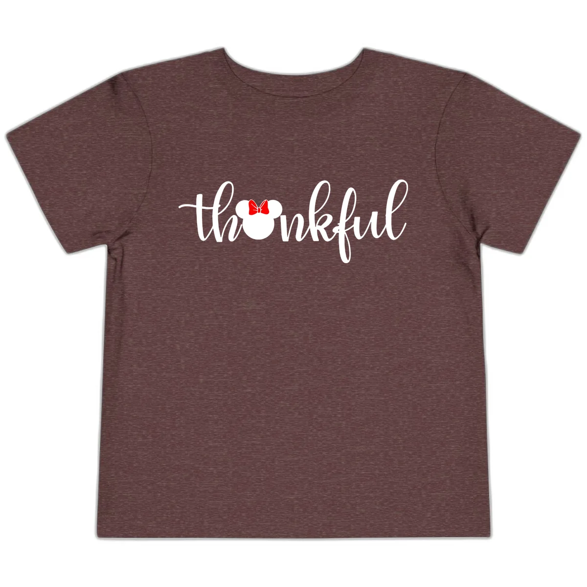 Minnie Mouse Thankful Typography Toddler T-Shirt in Heather Maroon