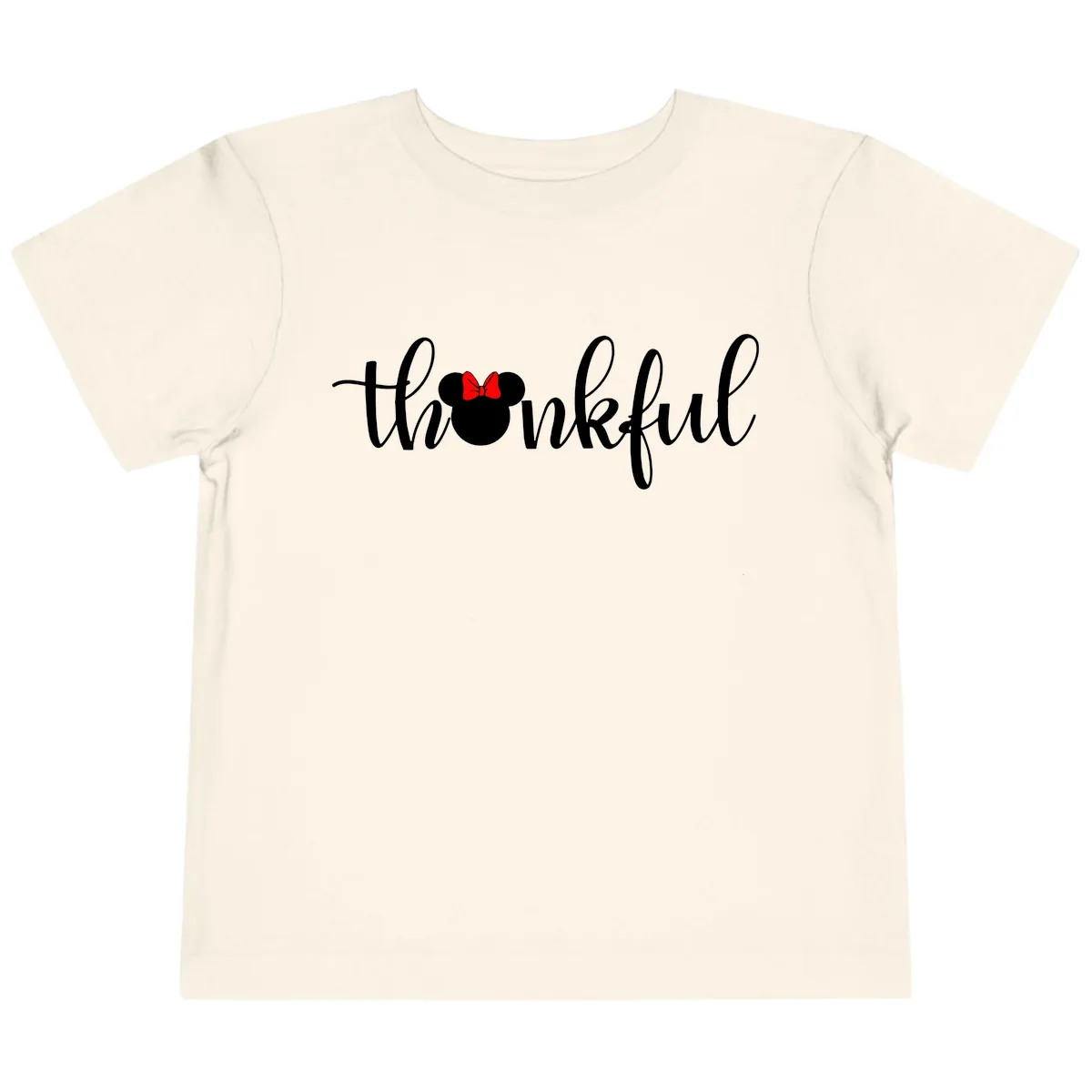 Minnie Mouse Thankful Typography Toddler T-Shirt in Natural
