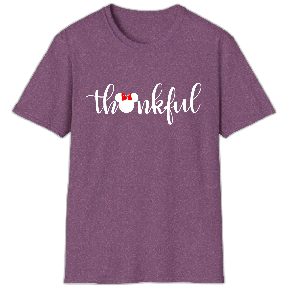 Minnie Mouse Thankful Typography T-Shirt in Heather Maroon