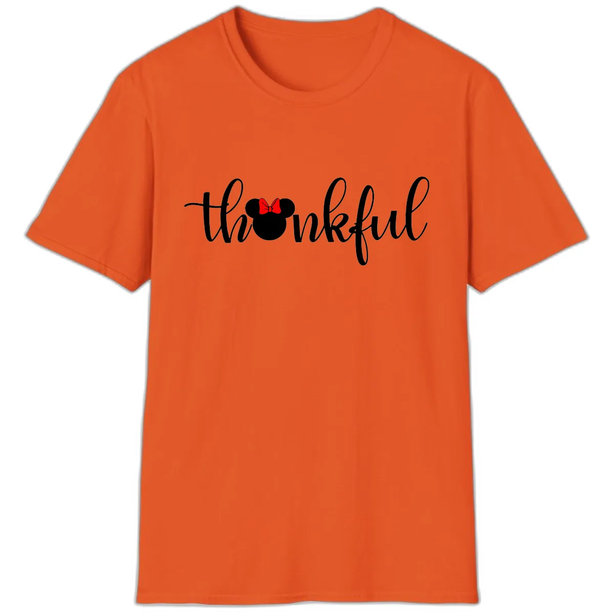 Minnie Mouse Thankful Typography T-Shirt in Orange