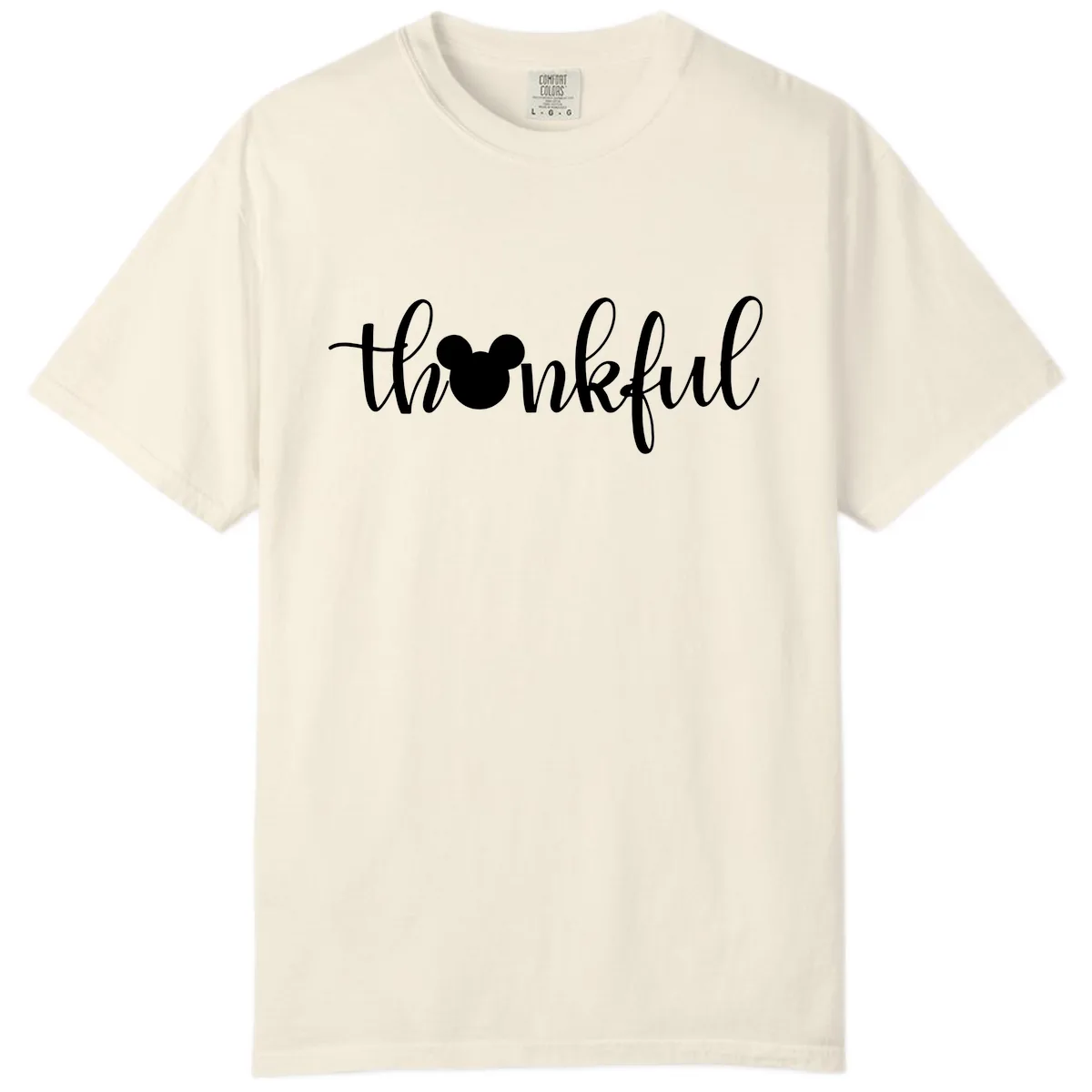 Mickey Head Thankful Script Comfort Color in Ivory