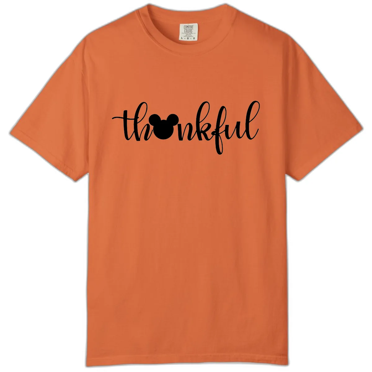Mickey Head Thankful Script Comfort Color in Burnt Orange