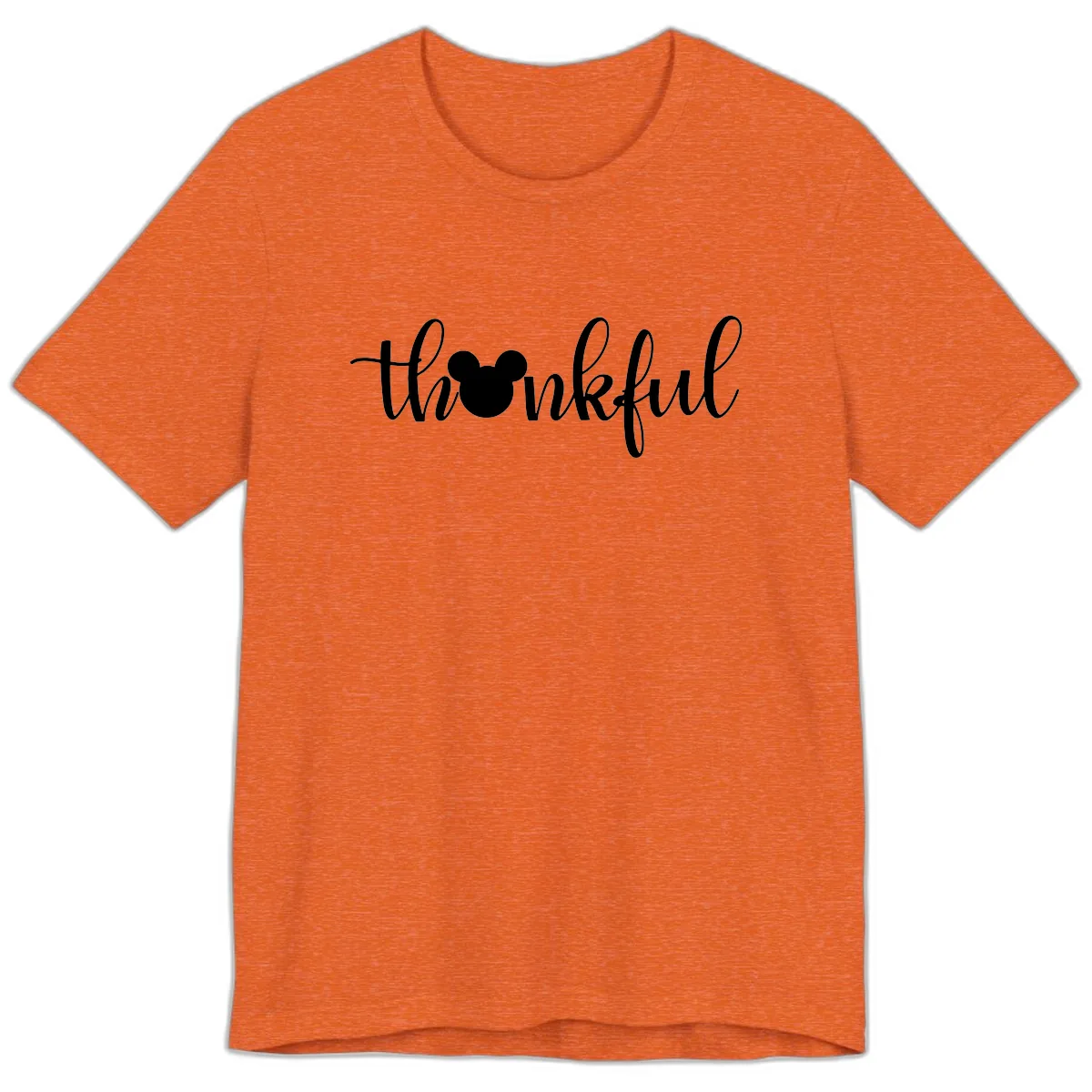 Mickey Head Thankful Script Premium T-Shirt in Heather Orange
