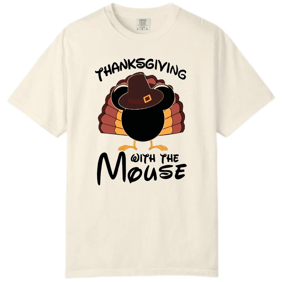 Thanksgiving With The Mouse Turkey Design Comfort Color in Ivory
