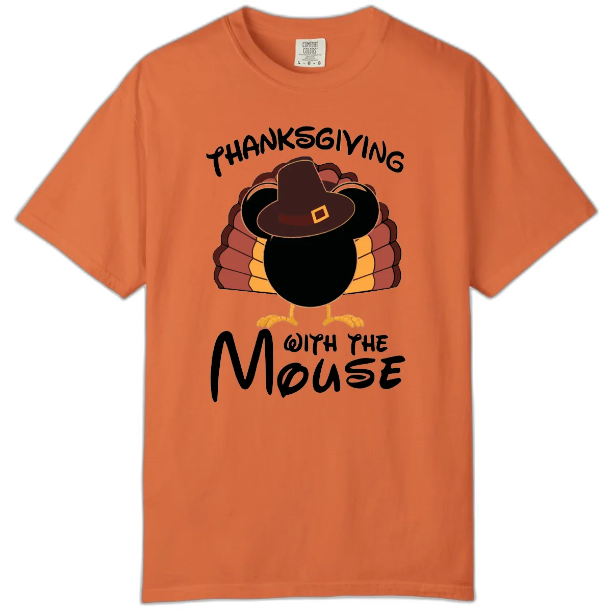 Thanksgiving With The Mouse Turkey Design Comfort Color in Burnt Orange