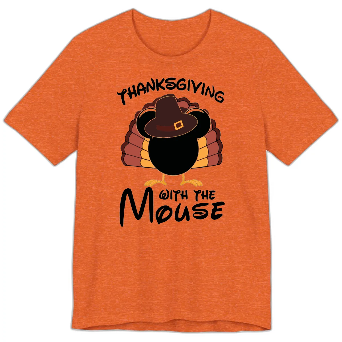 Thanksgiving With The Mouse Turkey Design Premium T-Shirt in Heather Orange