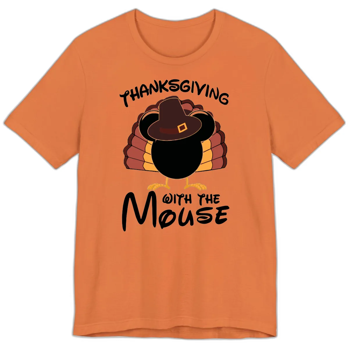 Thanksgiving With The Mouse Turkey Design Premium T-Shirt in Burnt Orange