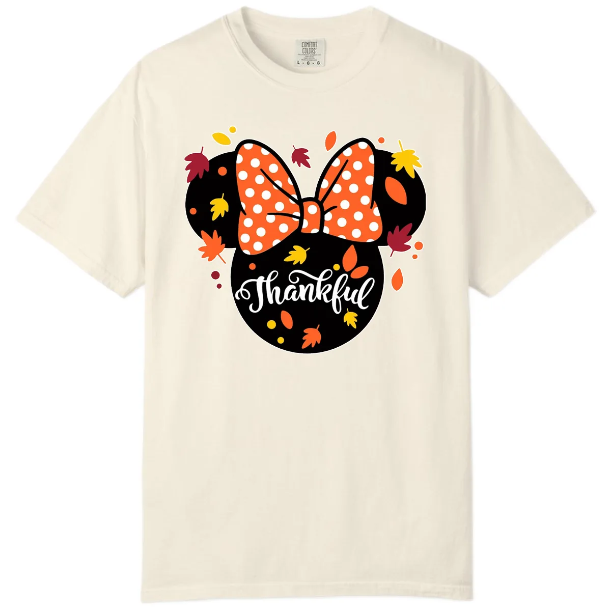 Minnie Thankful Fall Leaves Comfort Color in Ivory