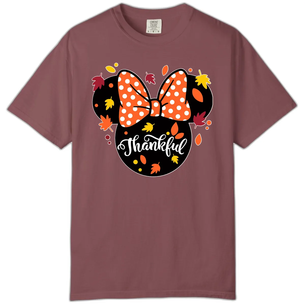 Minnie Thankful Fall Leaves Comfort Color in Brick