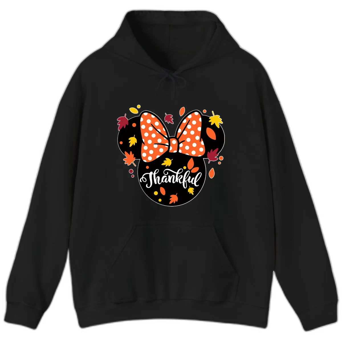 Minnie Thankful Fall Leaves Hoodie in Black