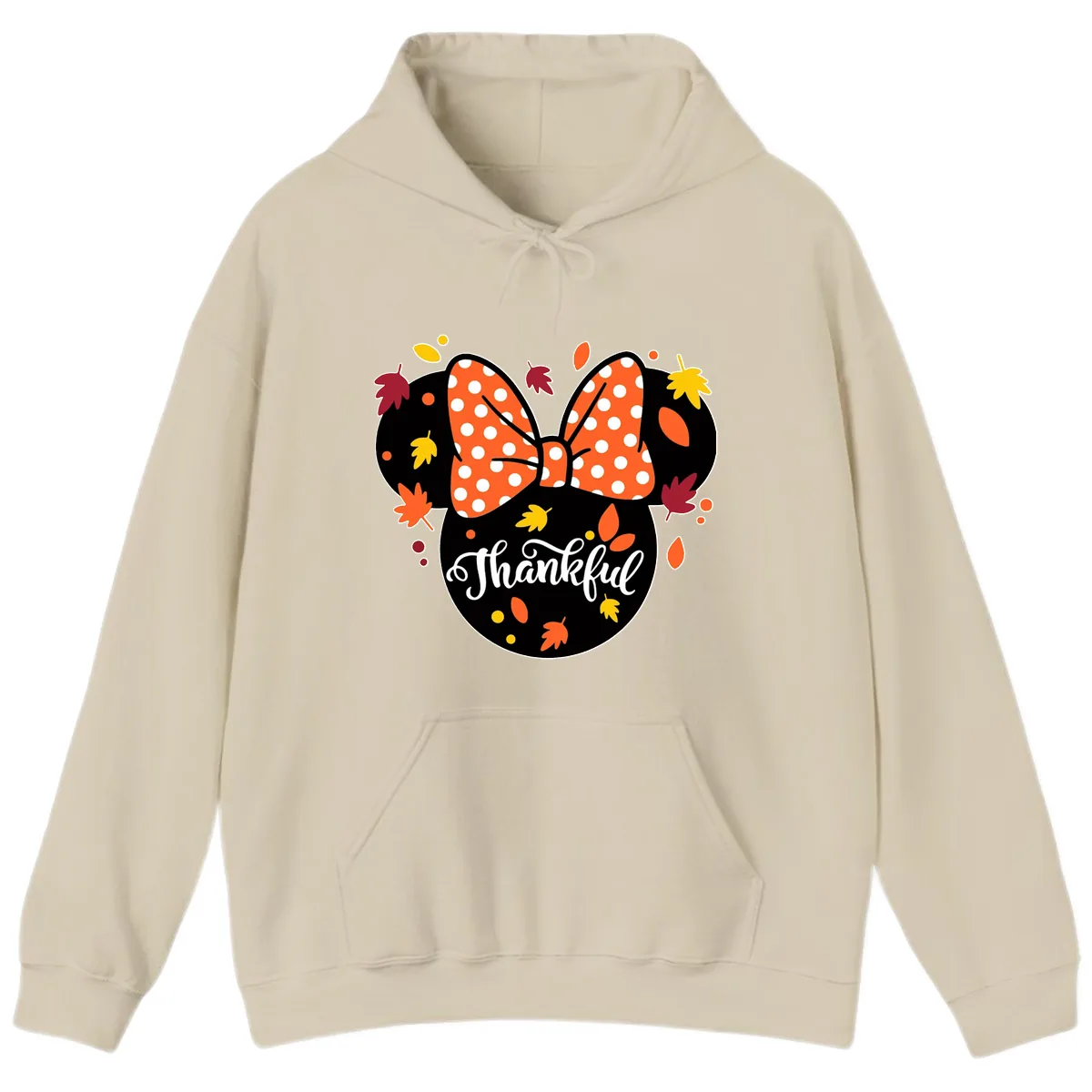 Minnie Thankful Fall Leaves Hoodie in Sand