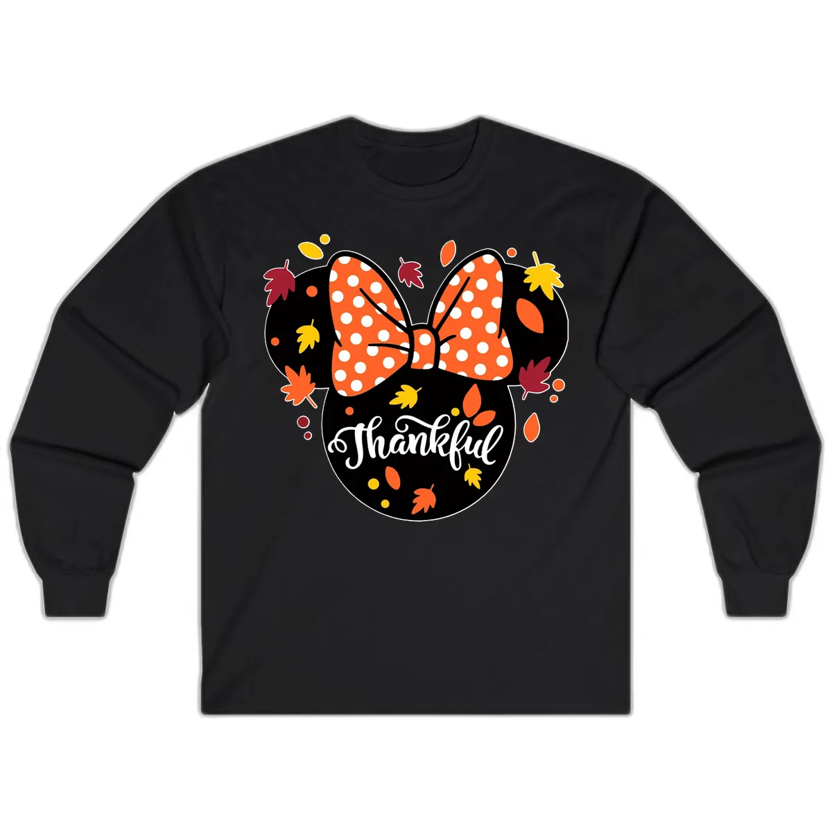 Minnie Thankful Fall Leaves Long Sleeve in Black