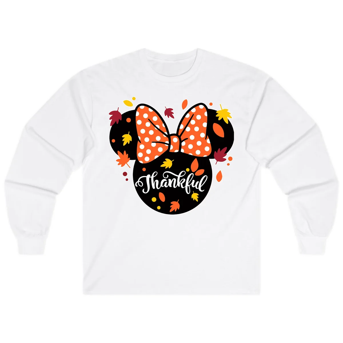 Minnie Thankful Fall Leaves Long Sleeve in White