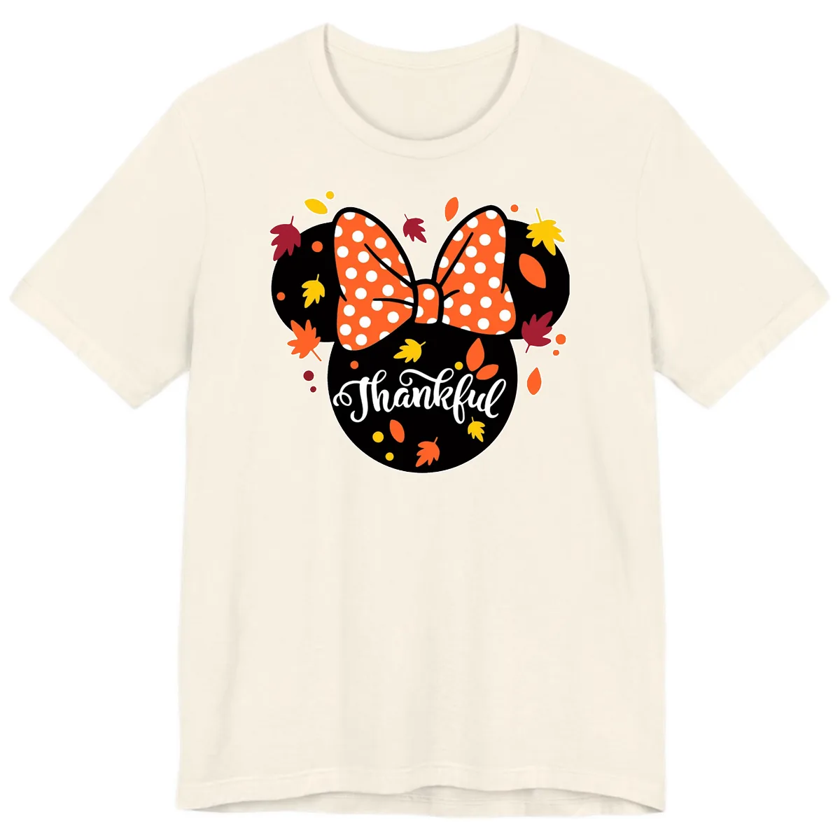 Minnie Thankful Fall Leaves Premium T-Shirt in Natural