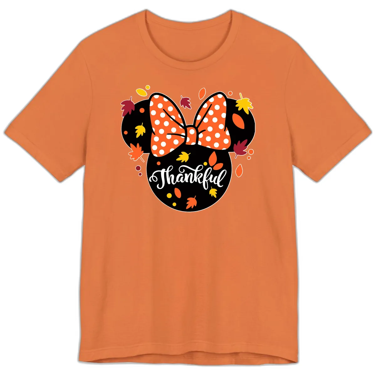 Minnie Thankful Fall Leaves Premium T-Shirt in Burnt Orange