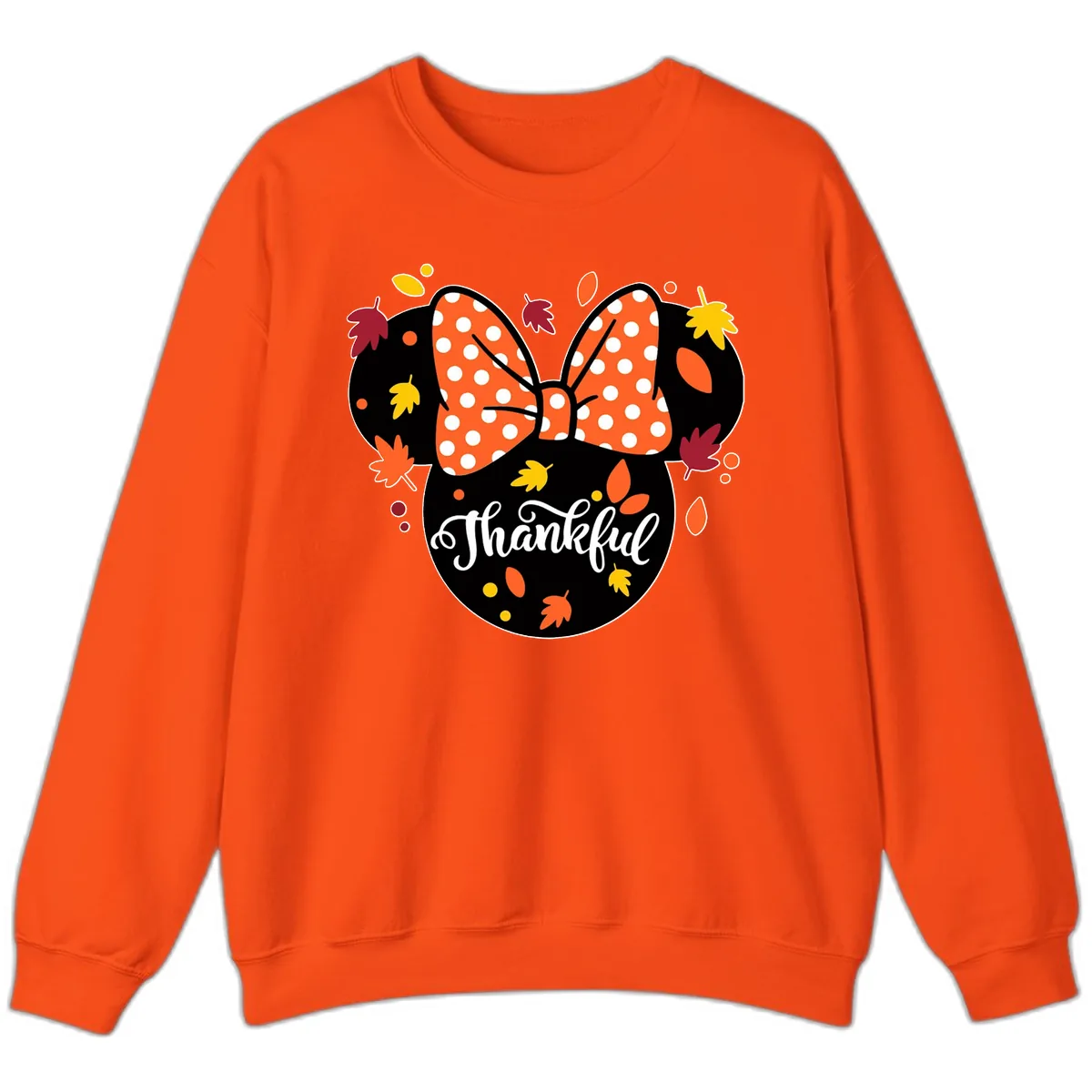Minnie Thankful Fall Leaves Sweatshirt in Orange