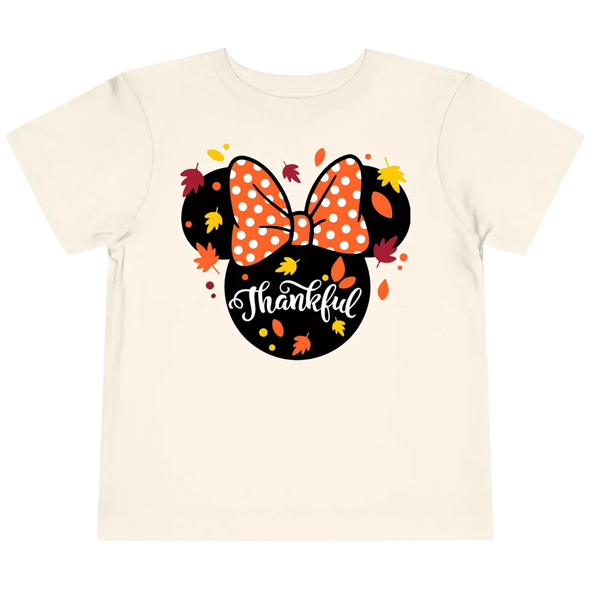 Minnie Thankful Fall Leaves Toddler T-Shirt in Natural