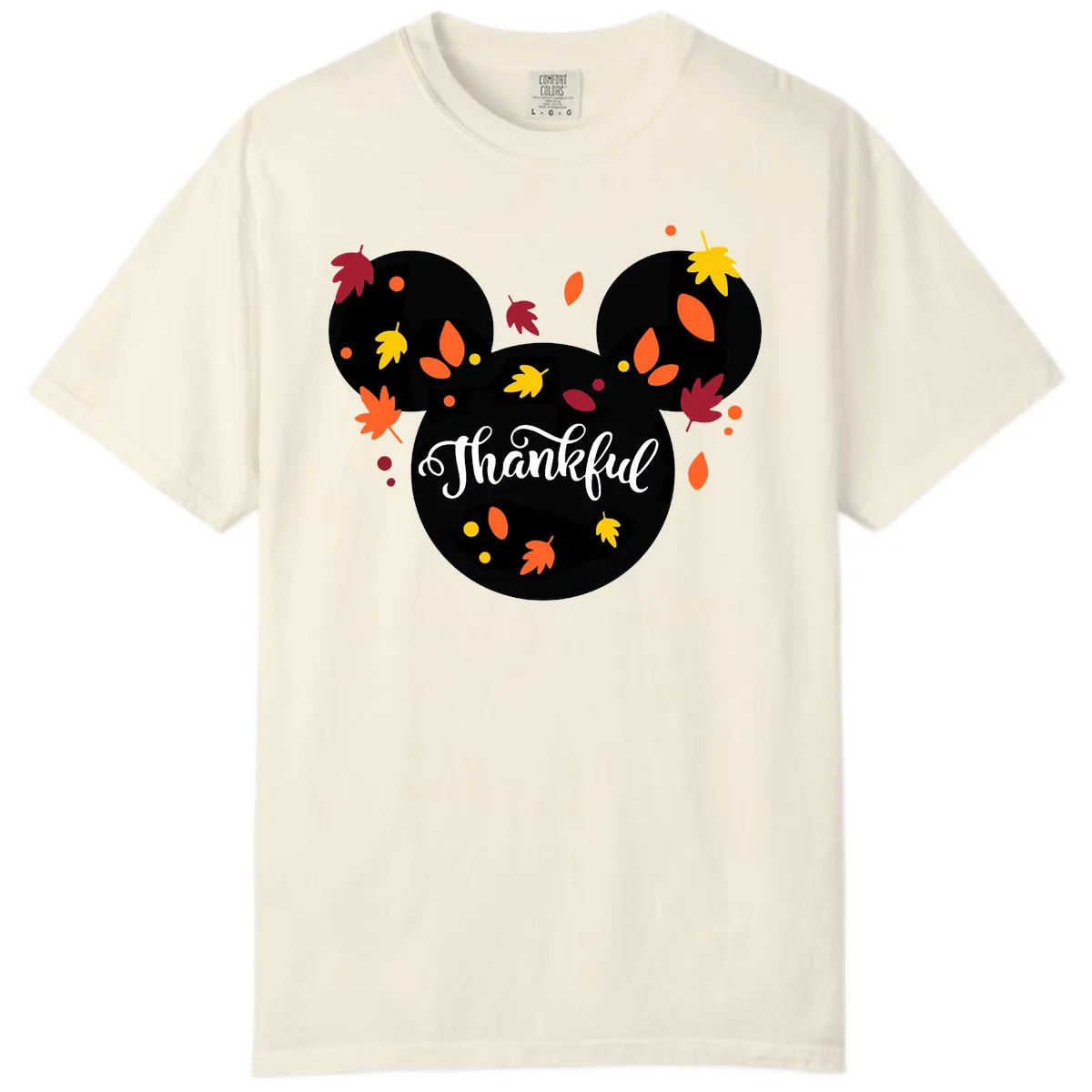 Mickey Thankful Fall Leaves Design Comfort Color in Ivory