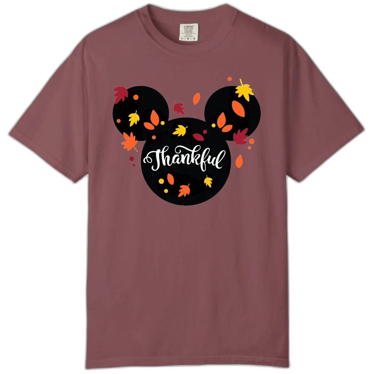 Mickey Thankful Fall Leaves Design Comfort Color in Brick