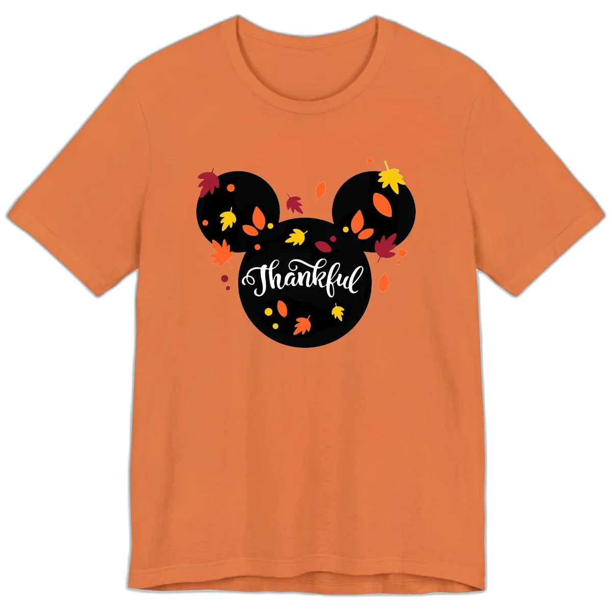 Mickey Thankful Fall Leaves Design Premium T-Shirt in Burnt Orange