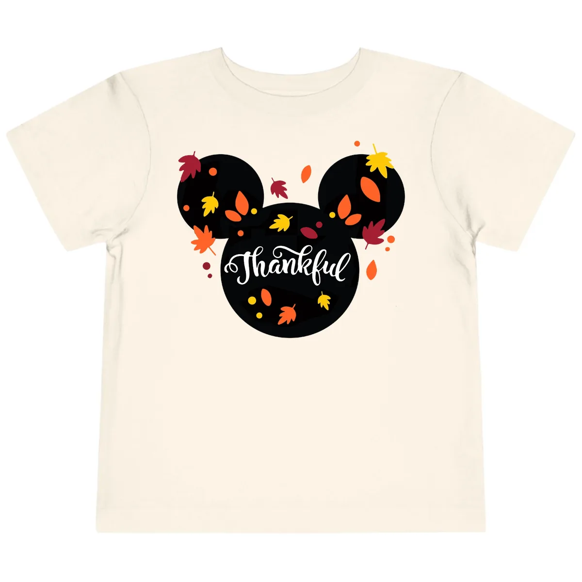 Mickey Thankful Fall Leaves Design Toddler T-Shirt in Natural