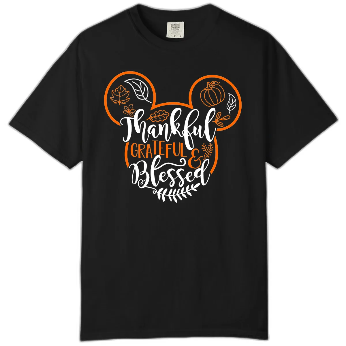 Thanksgiving Mickey Mouse Head Design Comfort Color in Black