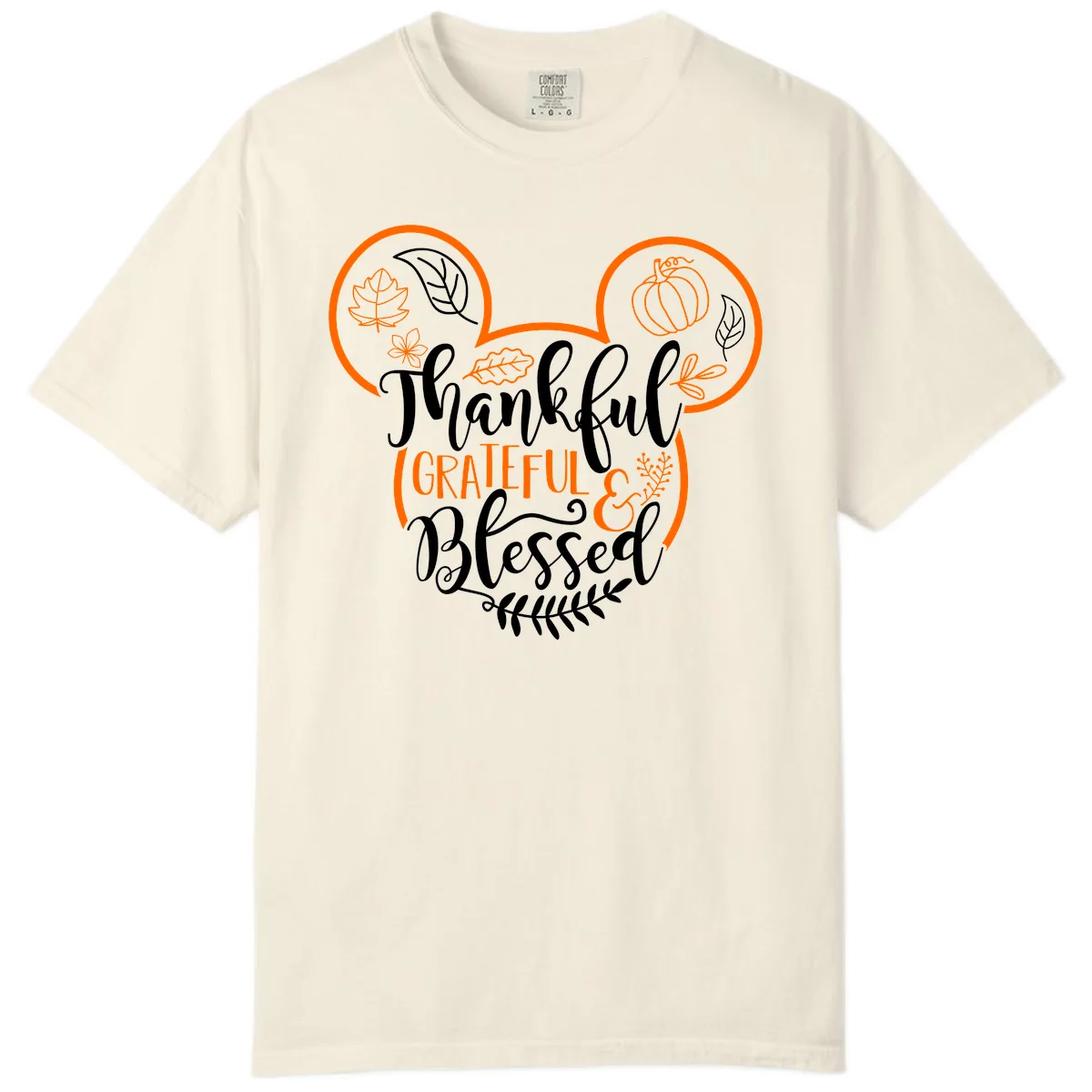 Thanksgiving Mickey Mouse Head Design Comfort Color in Ivory