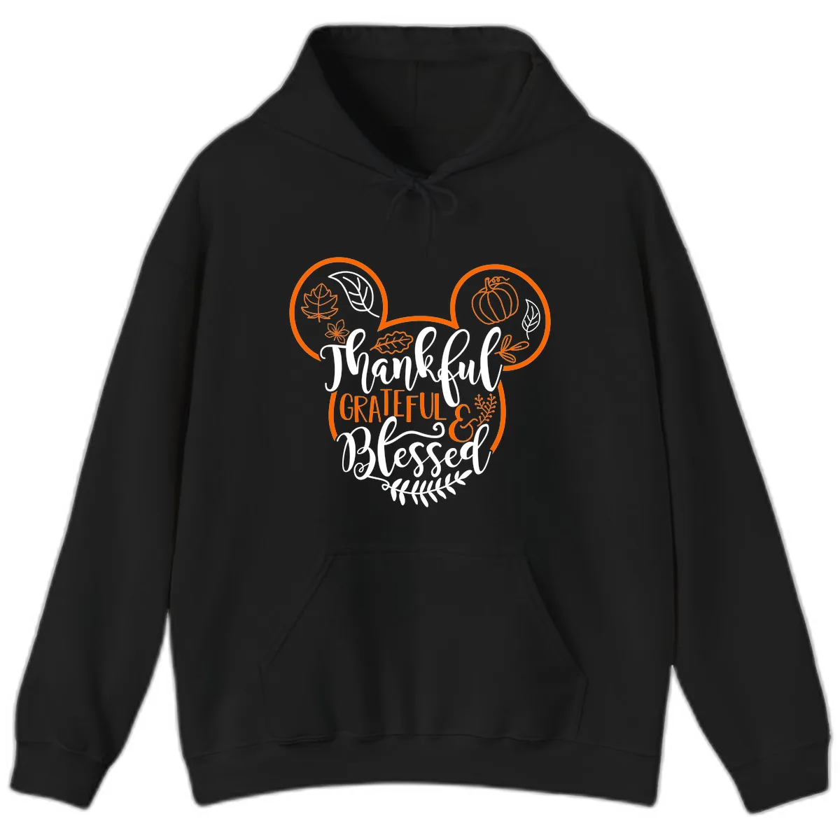 Thanksgiving Mickey Mouse Head Design Hoodie in Black