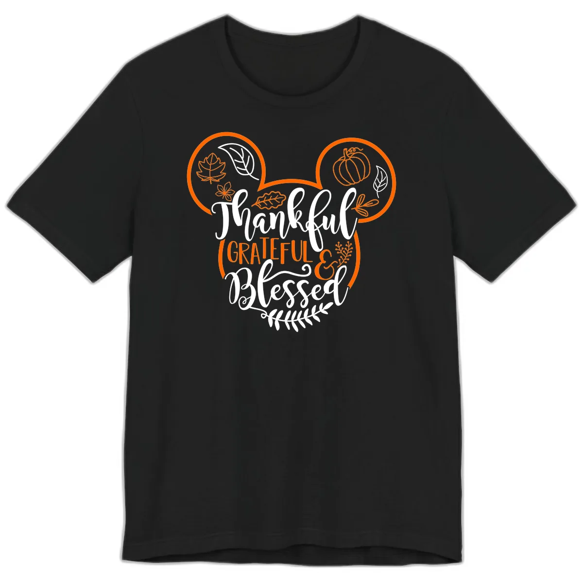 Thanksgiving Mickey Mouse Head Design Premium T-Shirt in Black