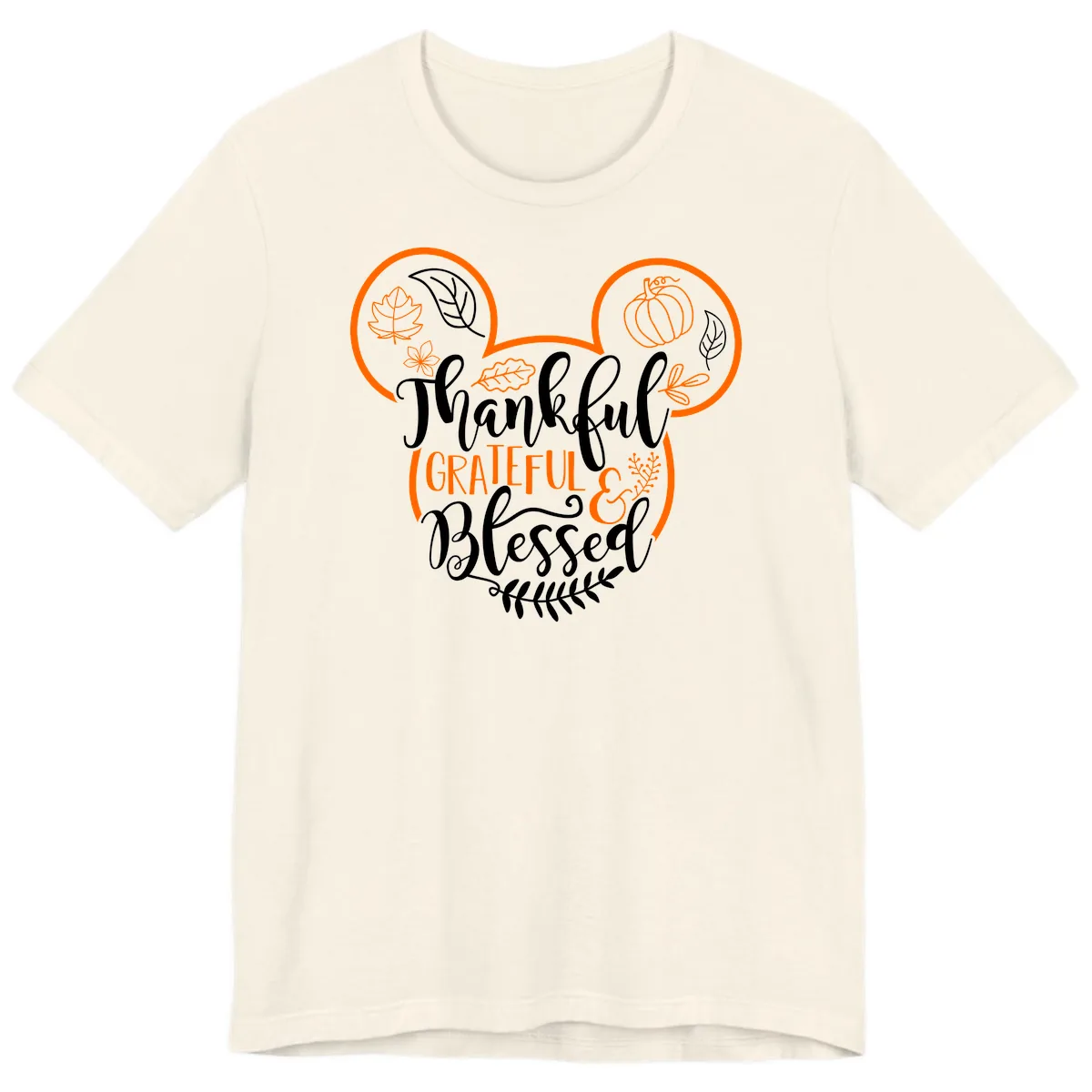 Thanksgiving Mickey Mouse Head Design Premium T-Shirt in Natural