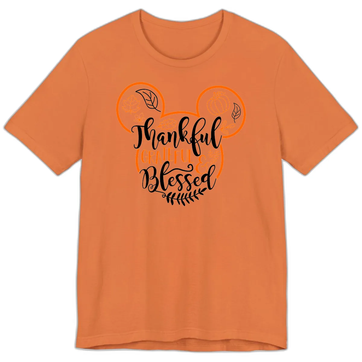 Thanksgiving Mickey Mouse Head Design Premium T-Shirt in Burnt Orange