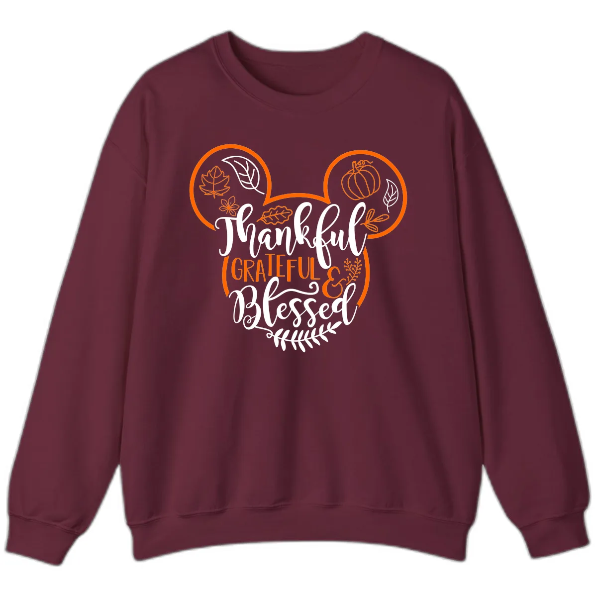 Thanksgiving Mickey Mouse Head Design Sweatshirt in Maroon