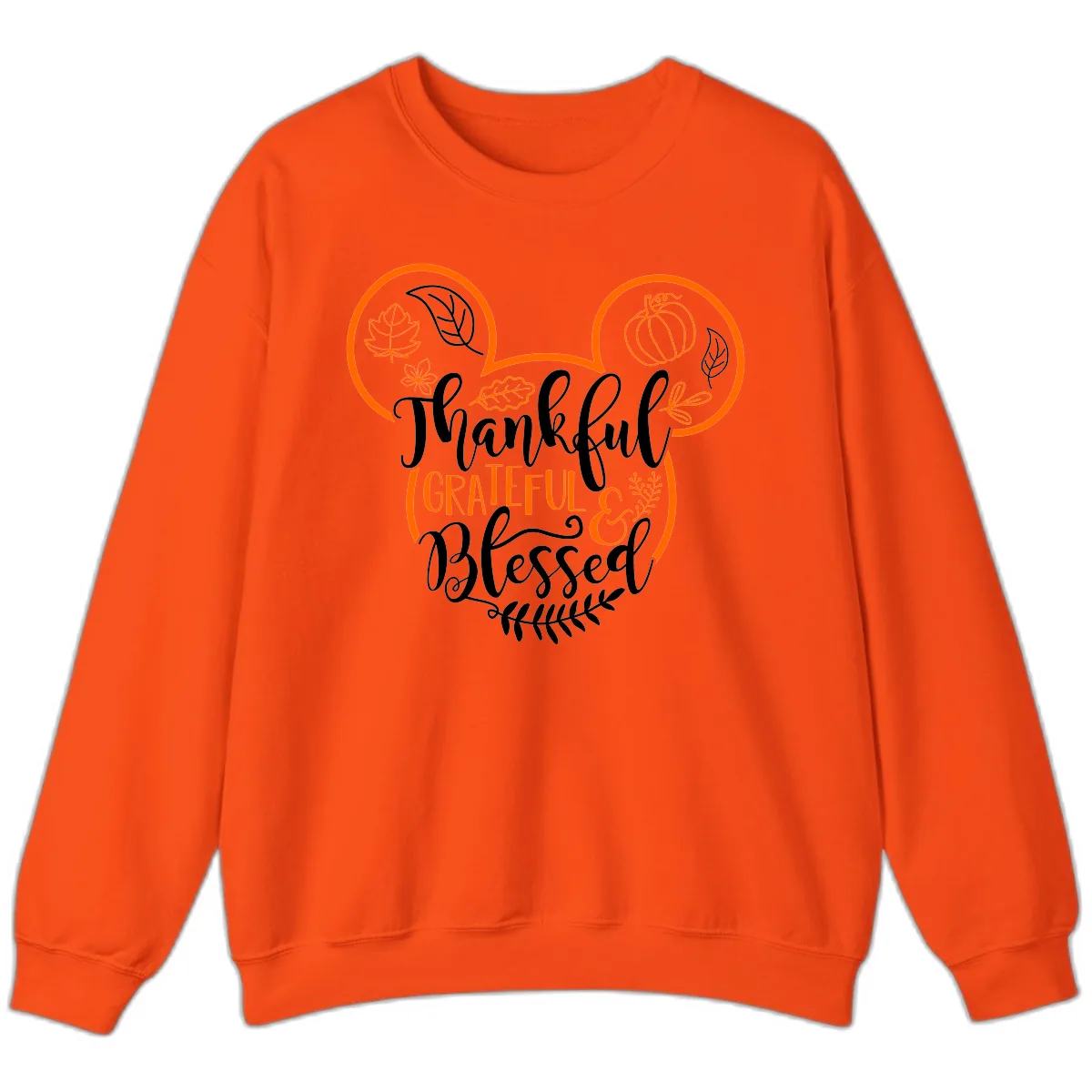 Thanksgiving Mickey Mouse Head Design Sweatshirt in Orange