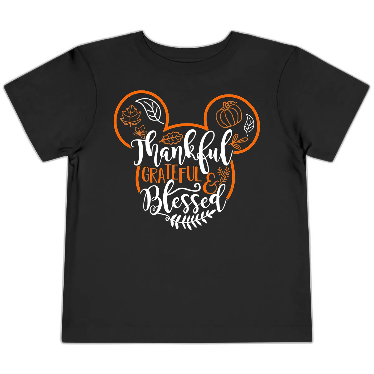 Thanksgiving Mickey Mouse Head Design Toddler T-Shirt in Black