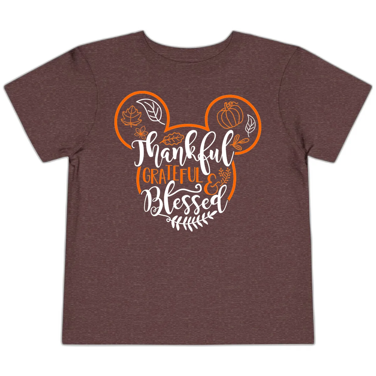 Thanksgiving Mickey Mouse Head Design Toddler T-Shirt in Heather Maroon