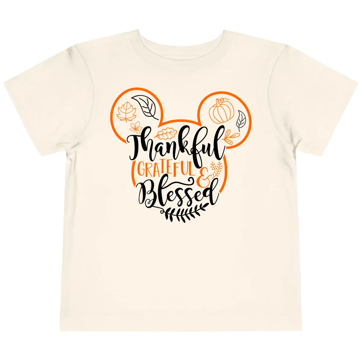 Thanksgiving Mickey Mouse Head Design Toddler T-Shirt in Natural