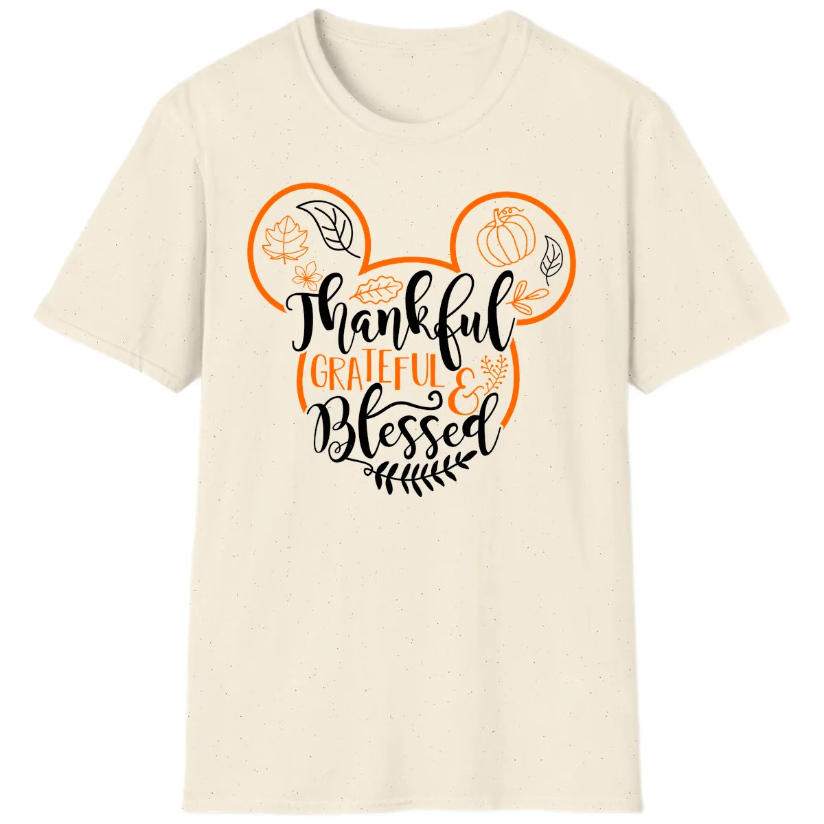 Thanksgiving Mickey Mouse Head Design T-Shirt in Natural
