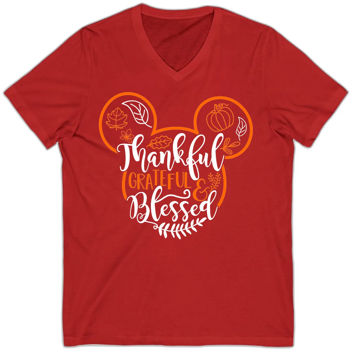 Thanksgiving Mickey Mouse Head Design V-Neck in Red