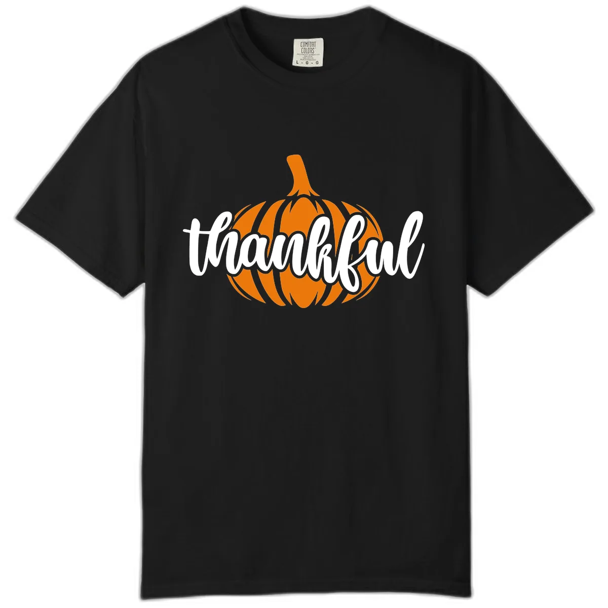 Pumpkin Patch Thankful Typography Comfort Color in Black