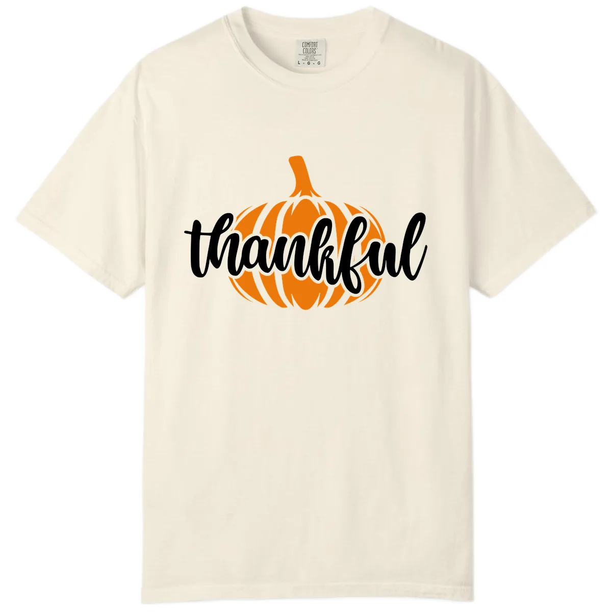 Pumpkin Patch Thankful Typography Comfort Color in Ivory